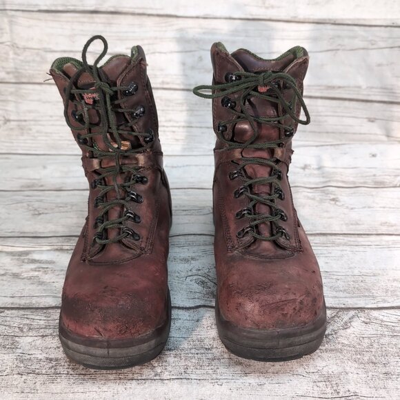 Red Wing Waterproof Leather Work Boots Brown Vibram Sole – Men’s 10 D - Picture 1 of 9